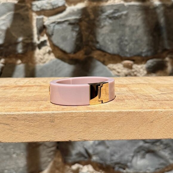 Miu Miu Orchid Pink Plexiglass Enamel Logo Hinged Bracelet - Picture 4 of 11